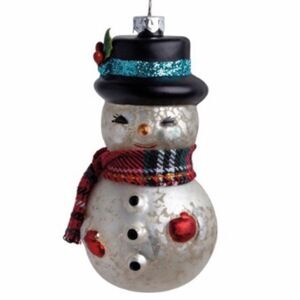 Snowman Glass Christmas Ornament Holiday Decor